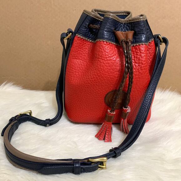 DOONEY and BOURKE Vintage Red & Blue All Weather Leather TETON Drawstring Bucket - Picture 16 of 16